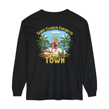 Sandy Claus Is Coming To Town Unisex Long Sleeve Beach Tee