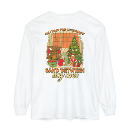 All I Want For Christmas Is Sand Between My Toes Unisex Long Sleeve Beach Tee