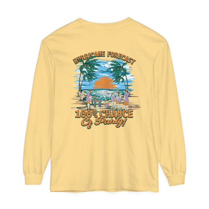 Hurricane Forecast 100% Chance of Party Unisex Long Sleeve Beach Tee