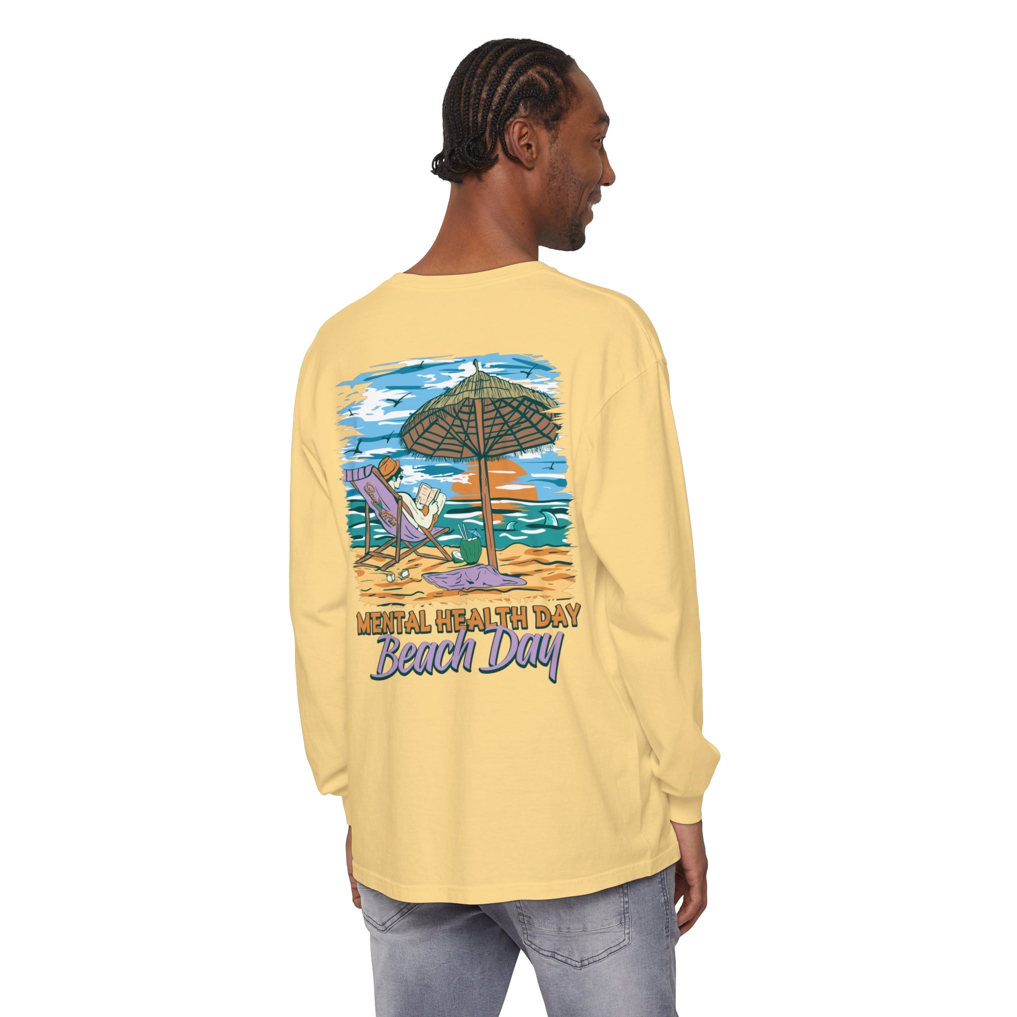 Mental Health Day Beach Day Unisex Long Sleeve Beach Tee