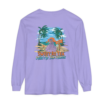 Sweet As Tea Wild As The Waves Unisex Long Sleeve Beach Tee