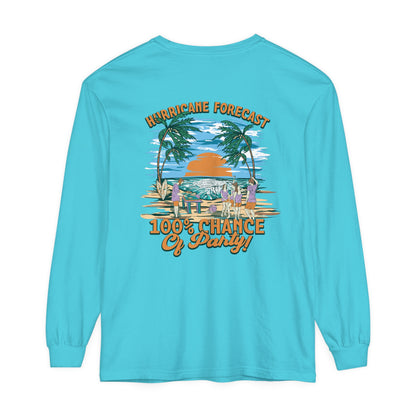 Hurricane Forecast 100% Chance of Party Unisex Long Sleeve Beach Tee