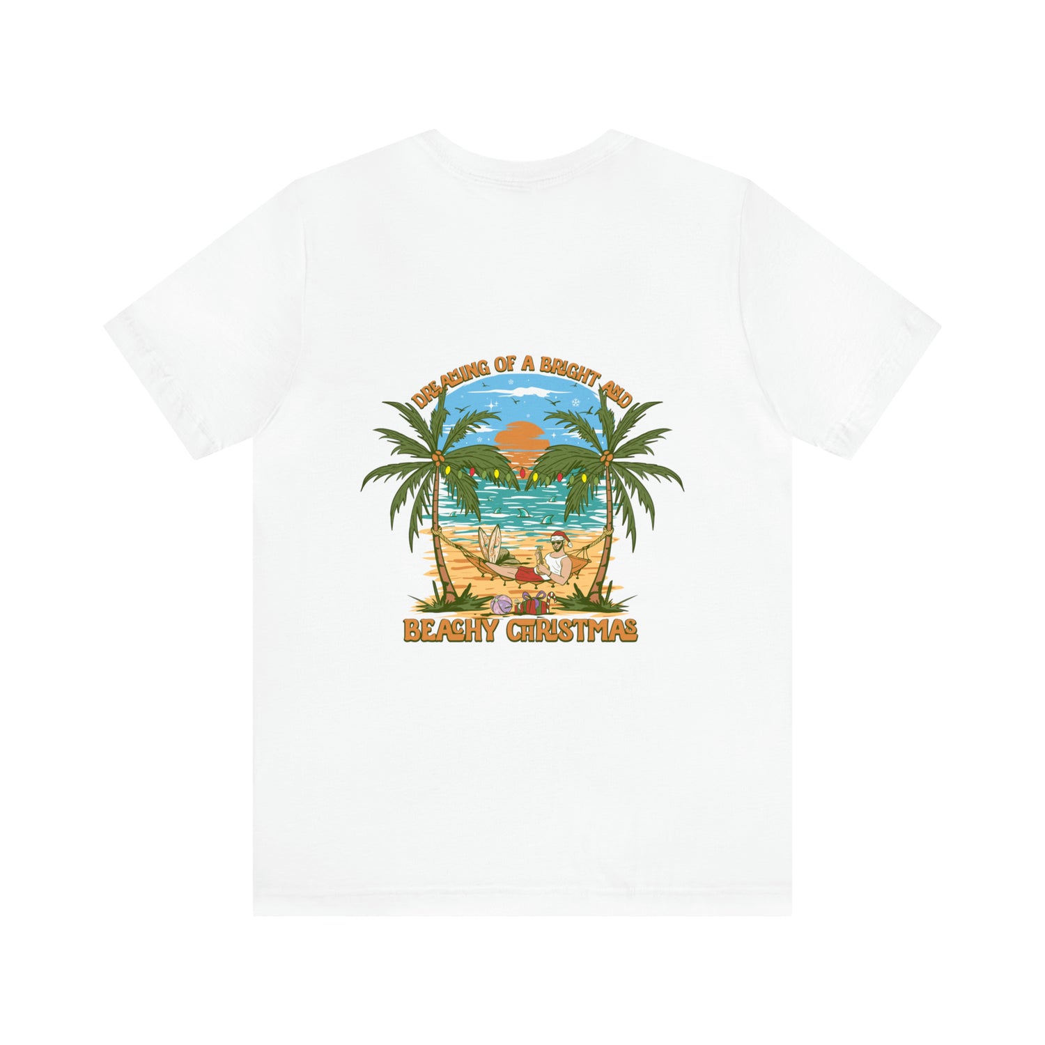 Dreaming of a Bright and Beachy Christmas Unisex Short Sleeve Beach Tee