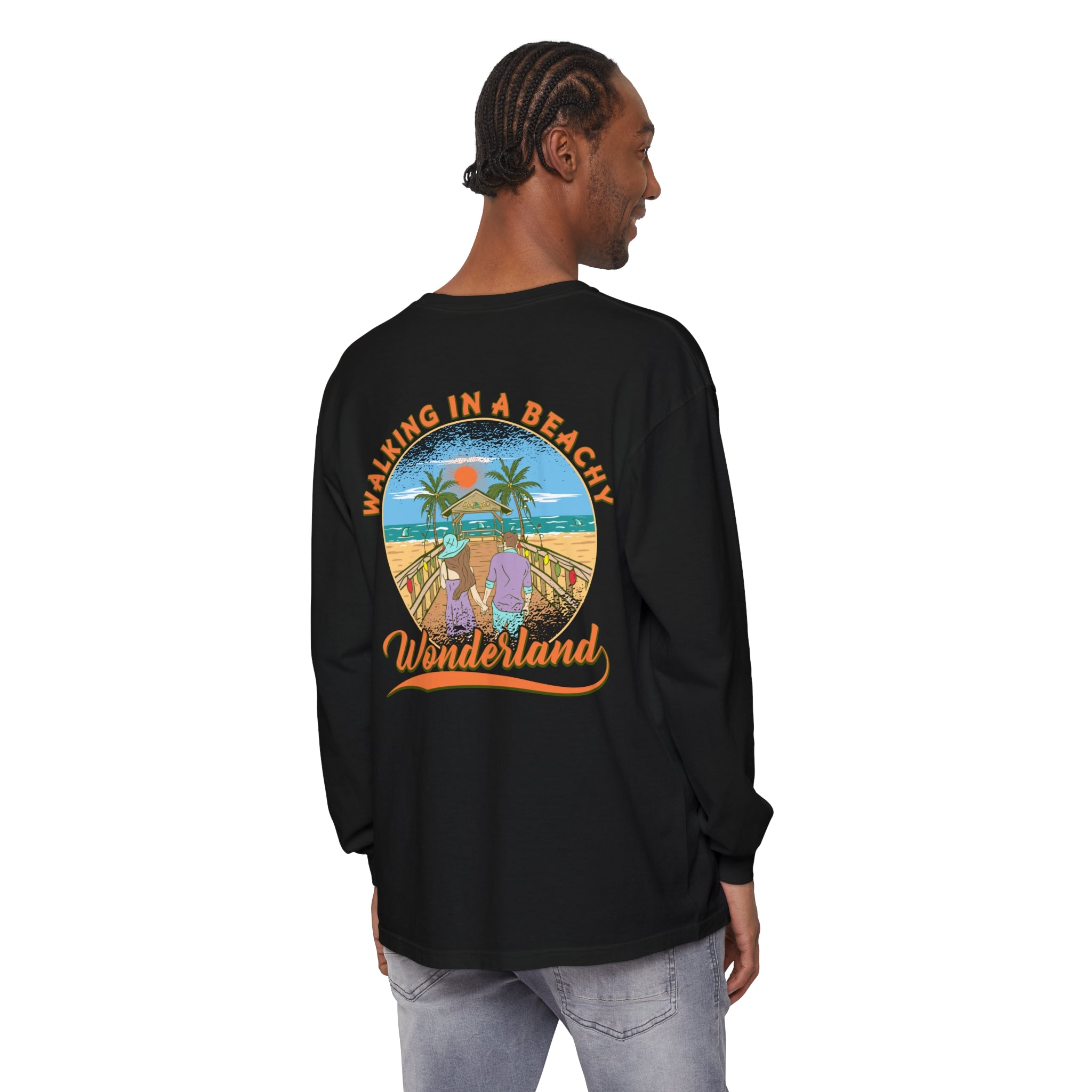 Walking in a Beachy Wonderland Unisex Long Sleeve Beach Tee