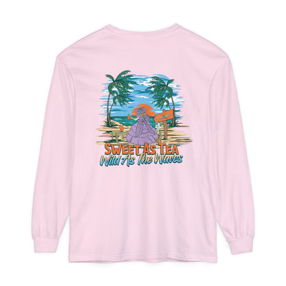 Sweet As Tea Wild As The Waves Unisex Long Sleeve Beach Tee