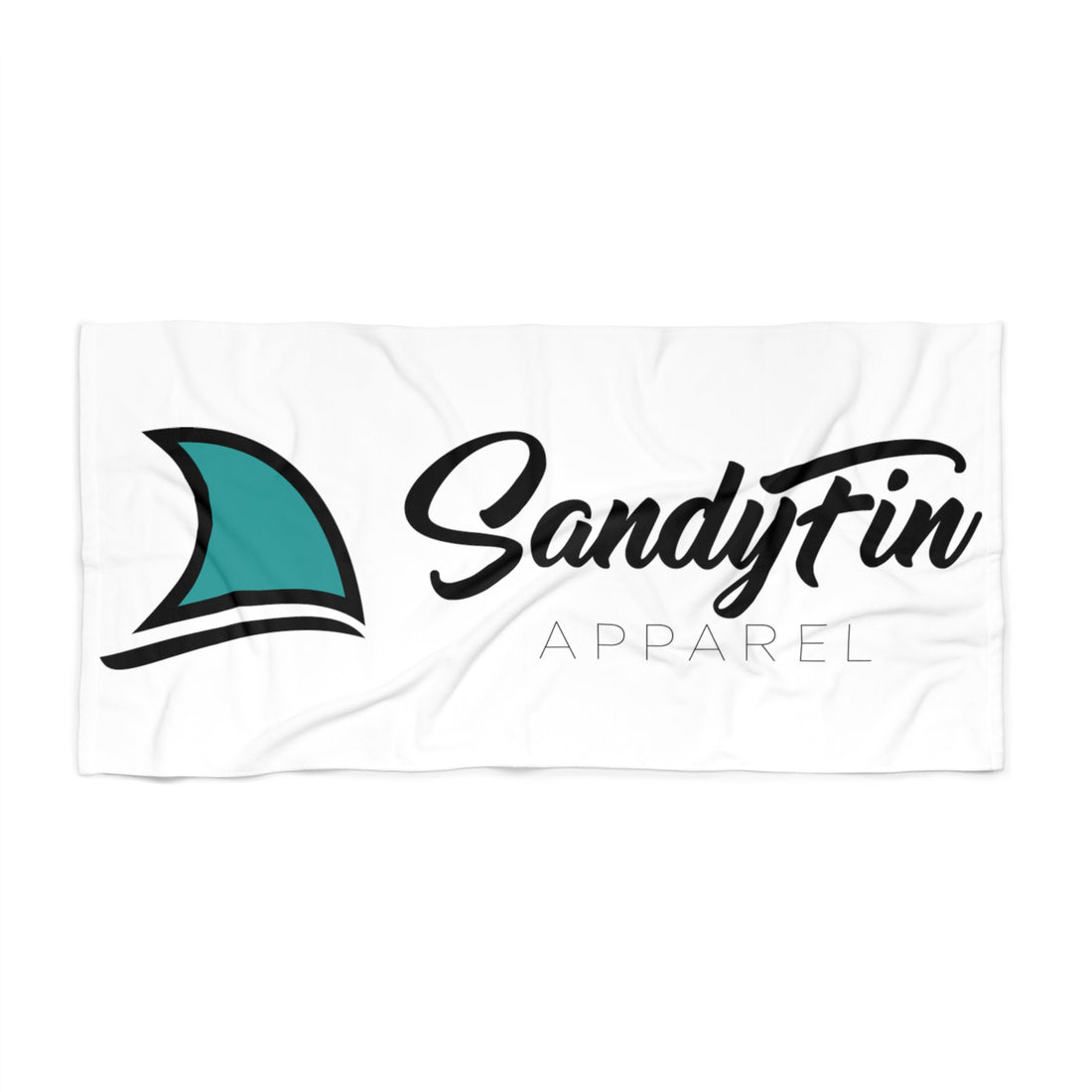 Sandy Fin Classic Logo White Beach Towel