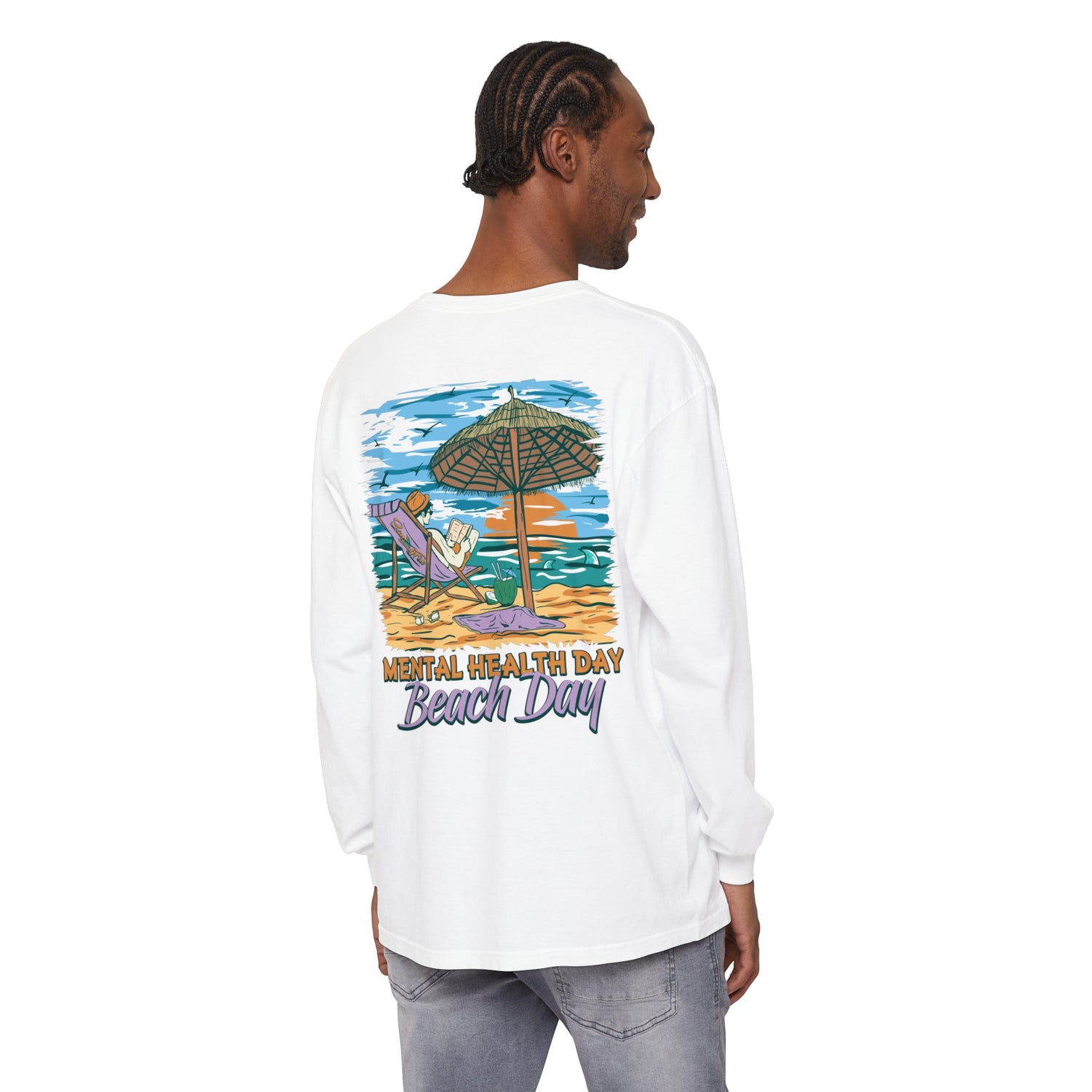 Mental Health Day Beach Day Unisex Long Sleeve Beach Tee