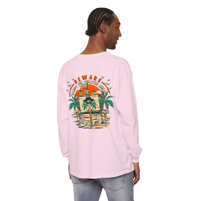 Beware Sandy Fin Pirates Ahead Unisex Long Sleeve Beach Tee