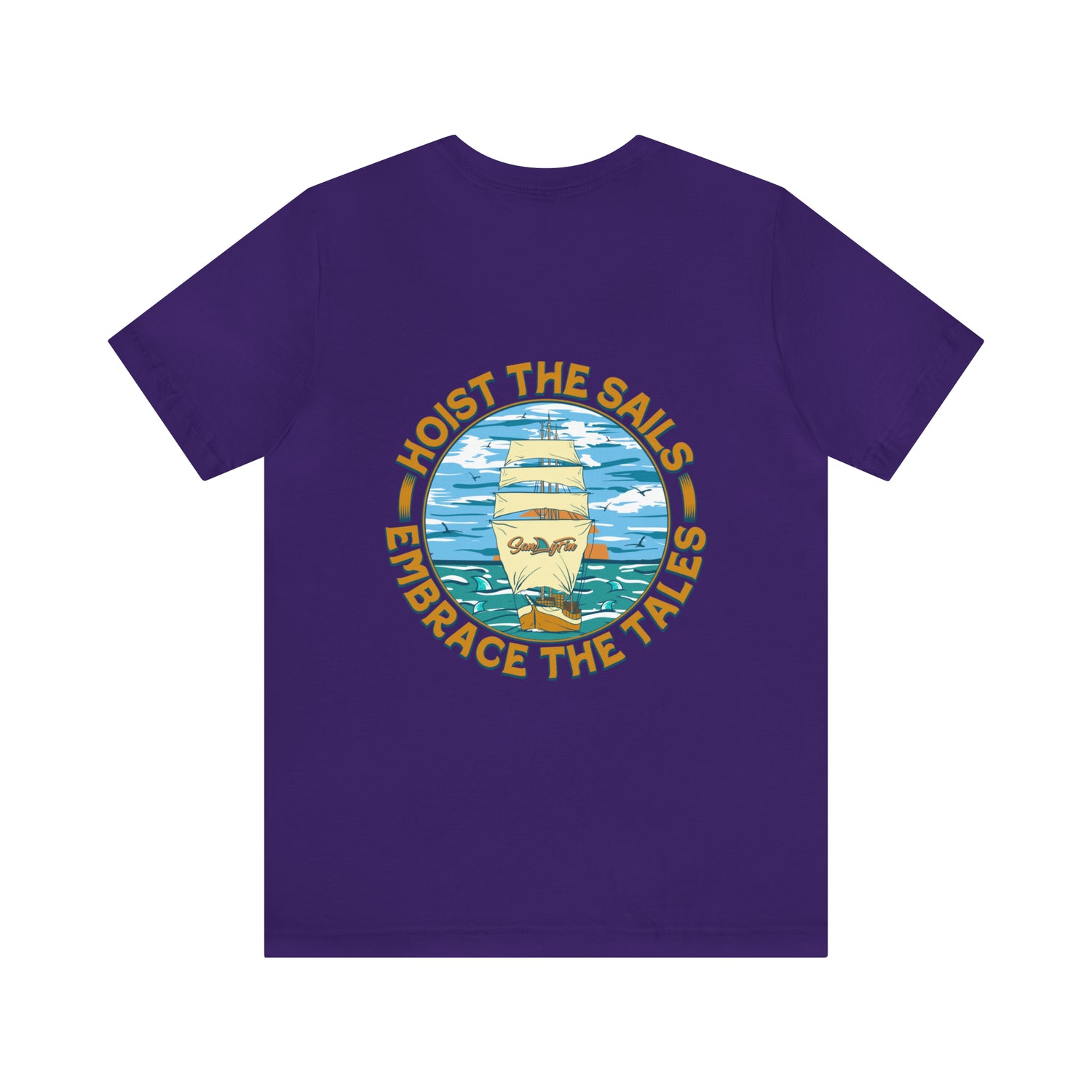 Hoist The Sails Embrace The Tales Unisex Short Sleeve Beach Tee