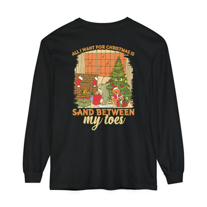 All I Want For Christmas Is Sand Between My Toes Unisex Long Sleeve Beach Tee