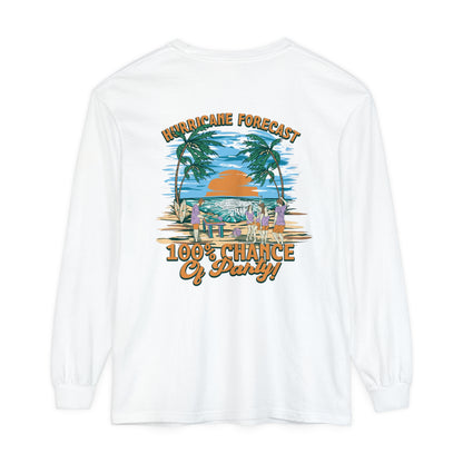 Hurricane Forecast 100% Chance of Party Unisex Long Sleeve Beach Tee