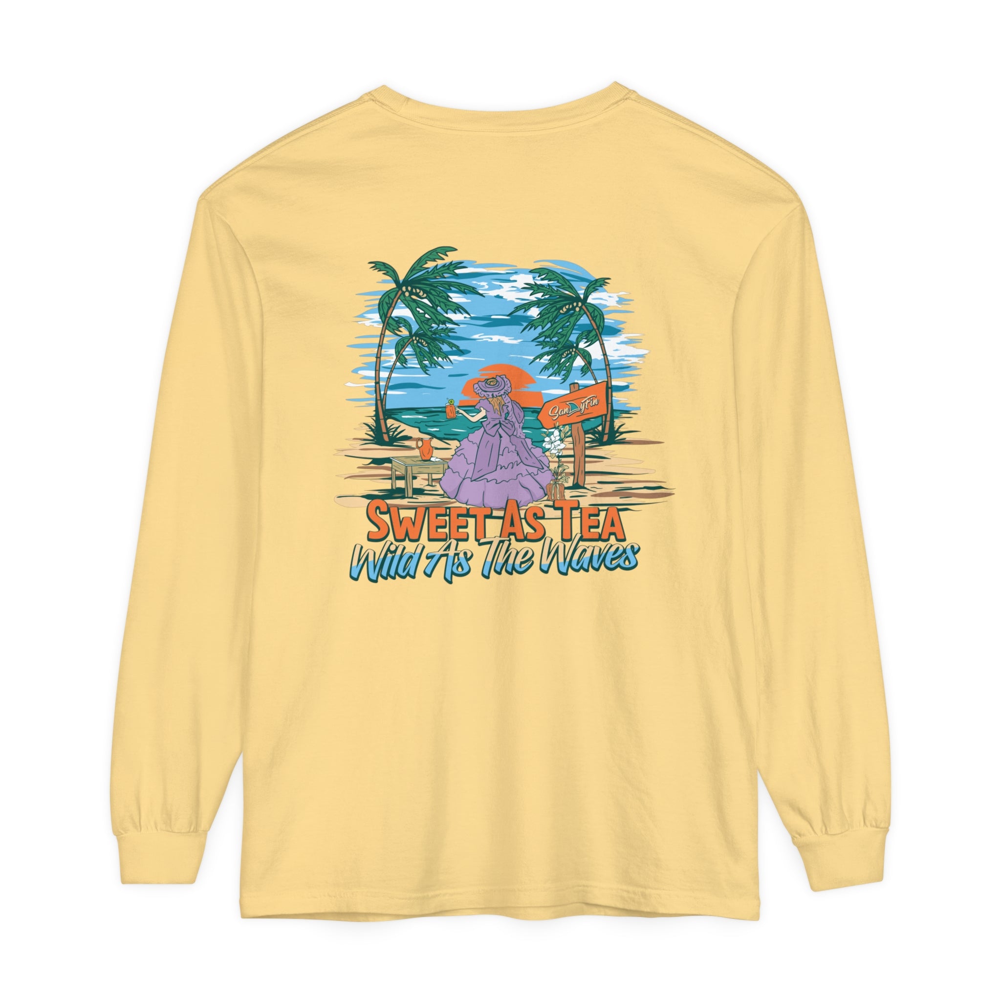 Sweet As Tea Wild As The Waves Unisex Long Sleeve Beach Tee