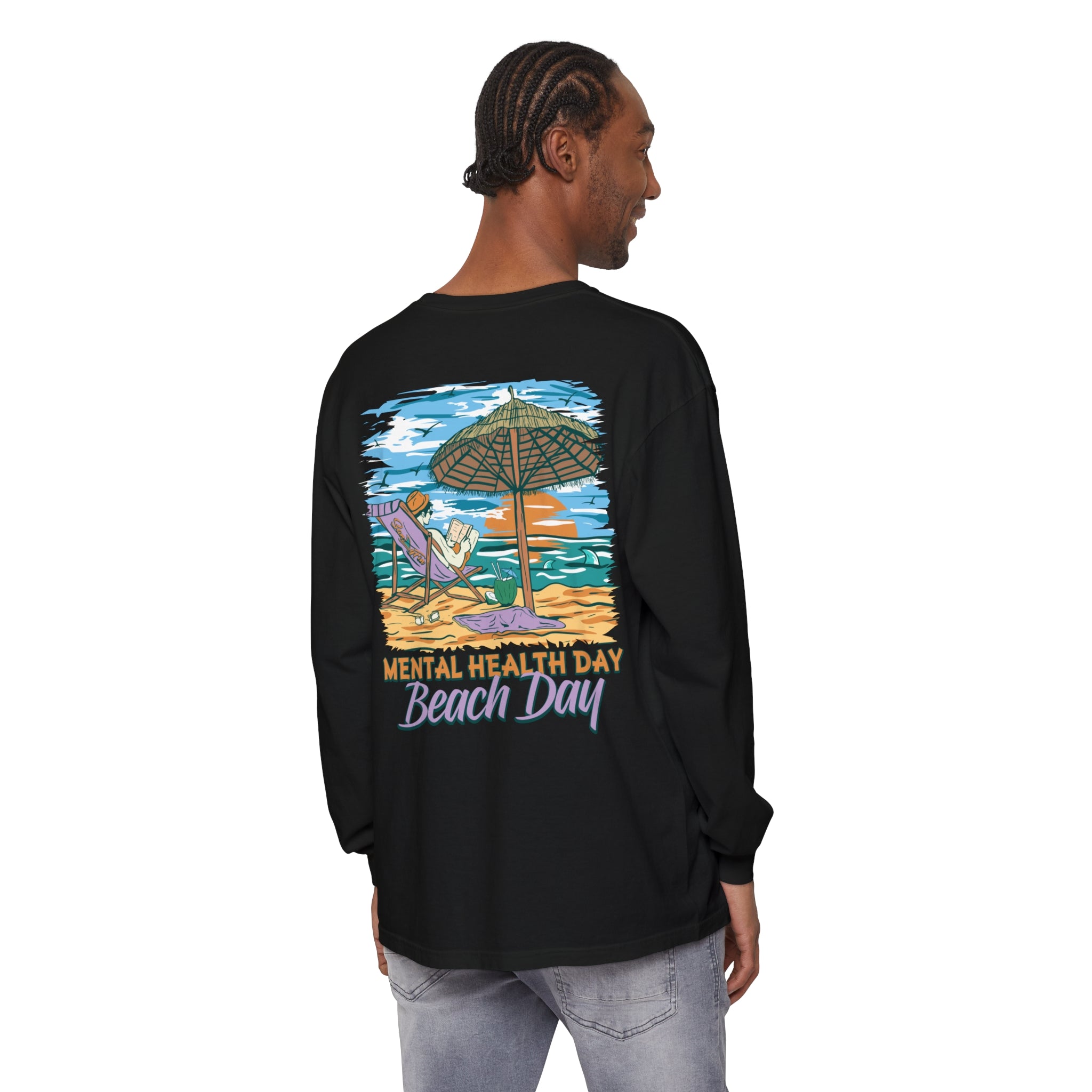 Mental Health Day Beach Day Unisex Long Sleeve Beach Tee