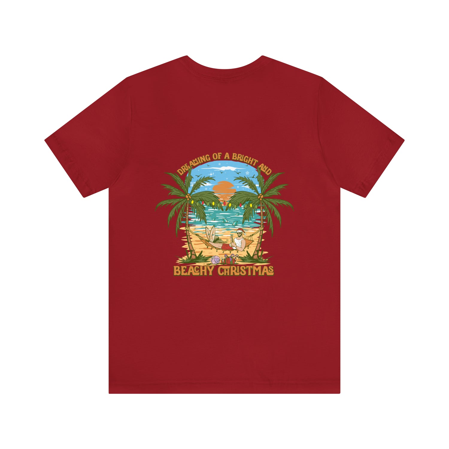 Dreaming of a Bright and Beachy Christmas Unisex Short Sleeve Beach Tee