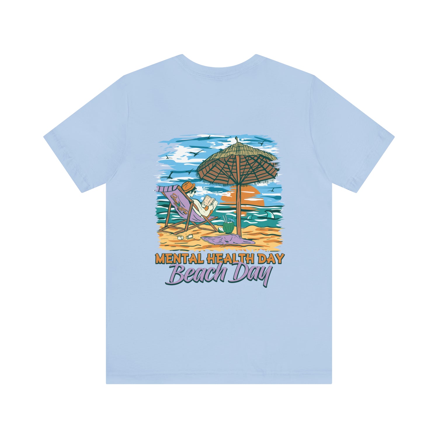 Mental Health Day Beach Day Unisex Short Sleeve Beach Tee