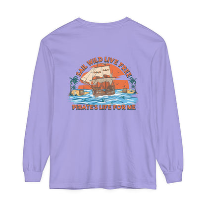 Sail Wild Live Free Pirates Life For Me Unisex Long Sleeve Beach Tee