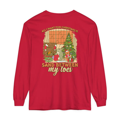 All I Want For Christmas Is Sand Between My Toes Unisex Long Sleeve Beach Tee