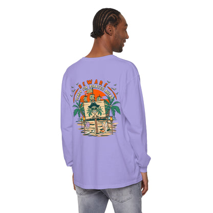 Beware Sandy Fin Pirates Ahead Unisex Long Sleeve Beach Tee