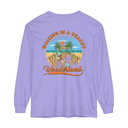 Walking in a Beachy Wonderland Unisex Long Sleeve Beach Tee