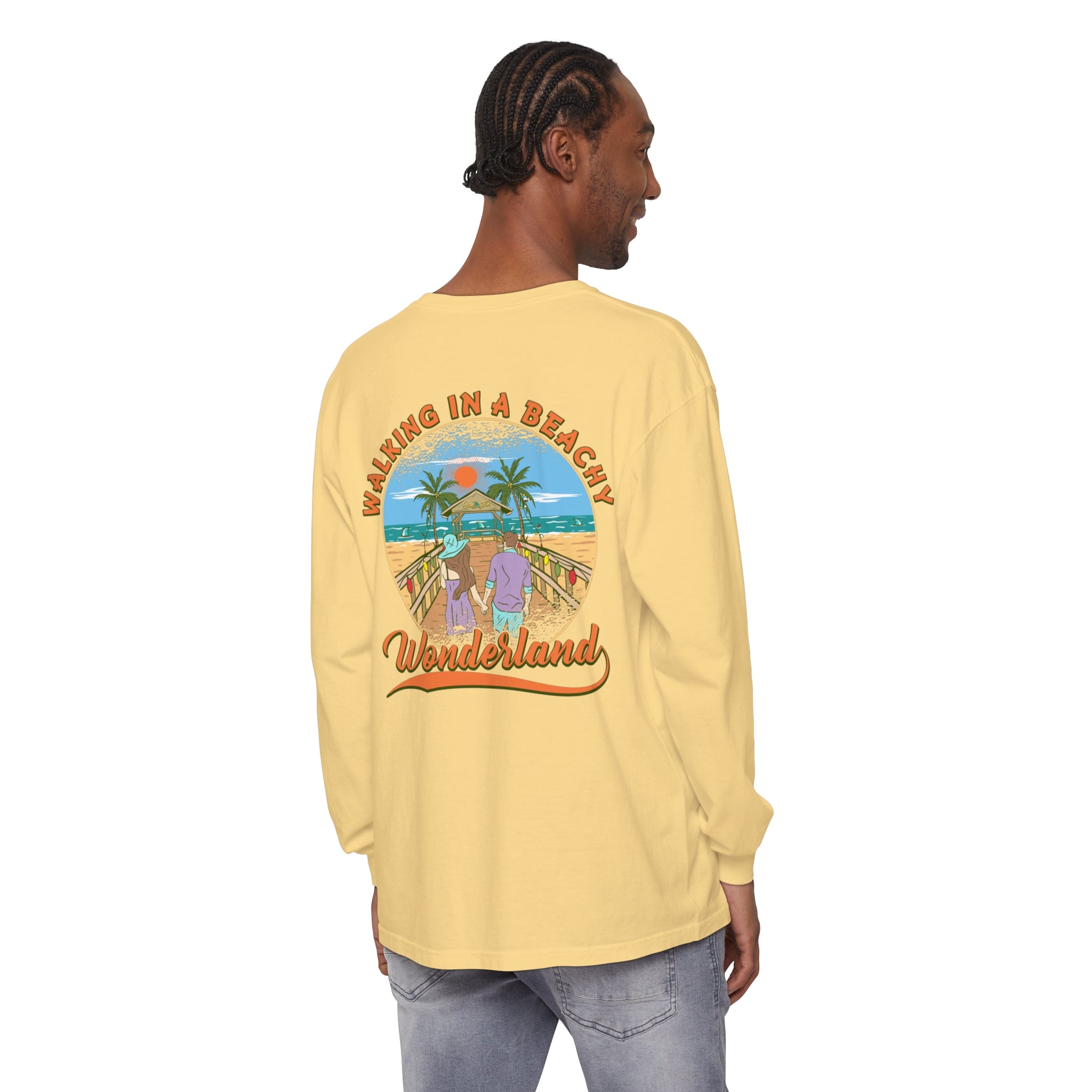 Walking in a Beachy Wonderland Unisex Long Sleeve Beach Tee